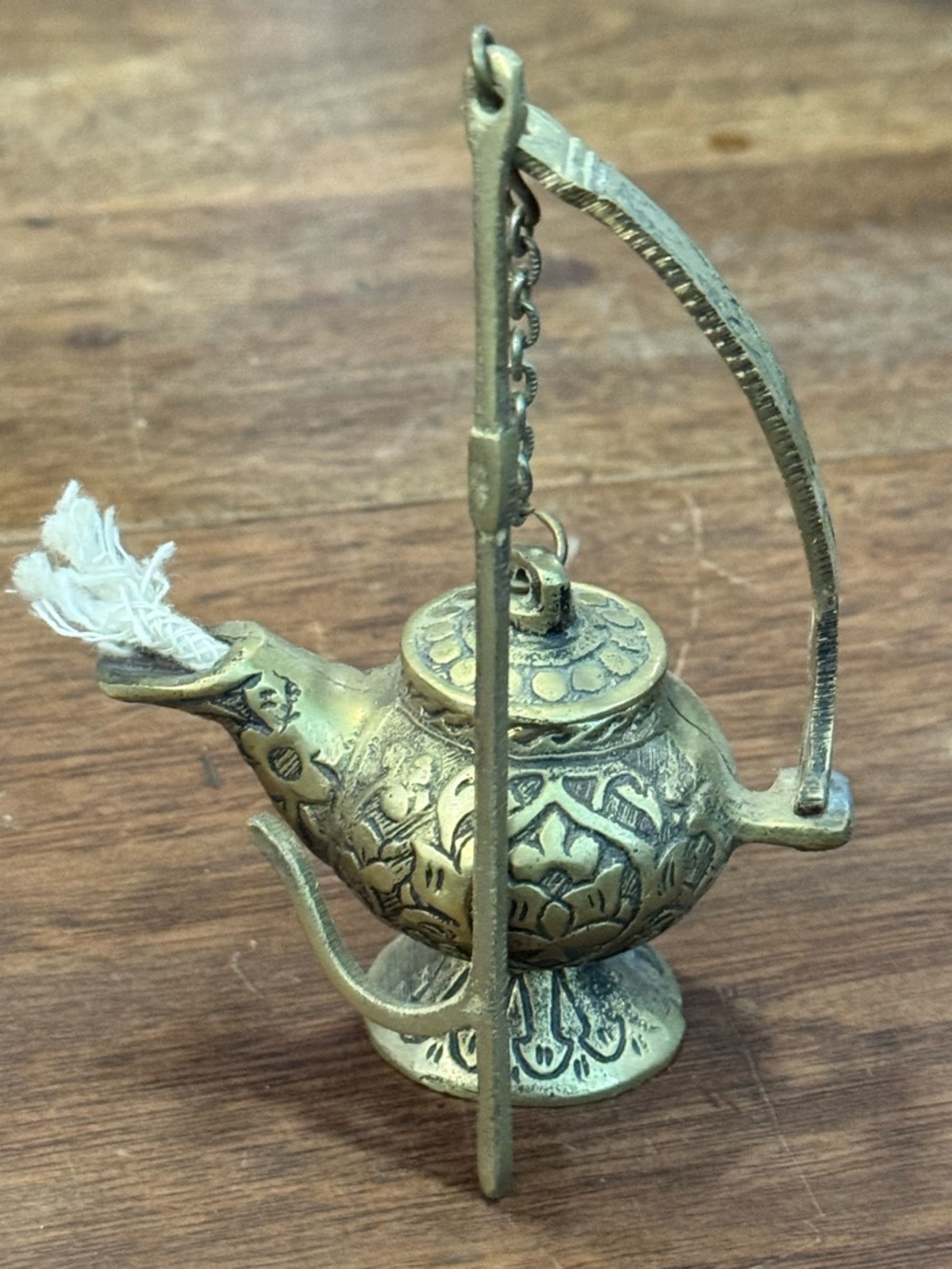 Vintage Brass Oil Lamp Wall Hanging